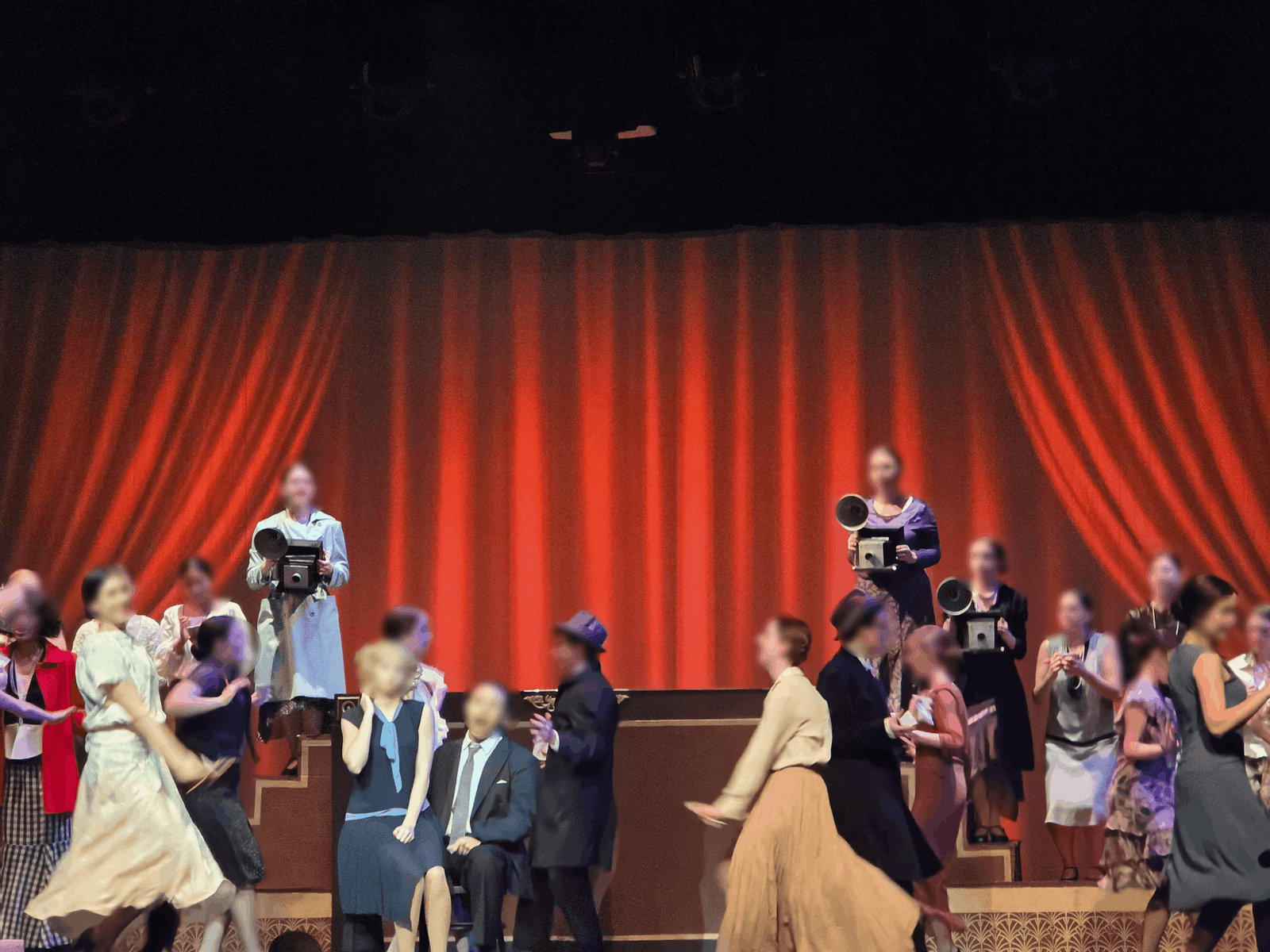 Projection mapping creating a dynamic digital backdrop for a stage production